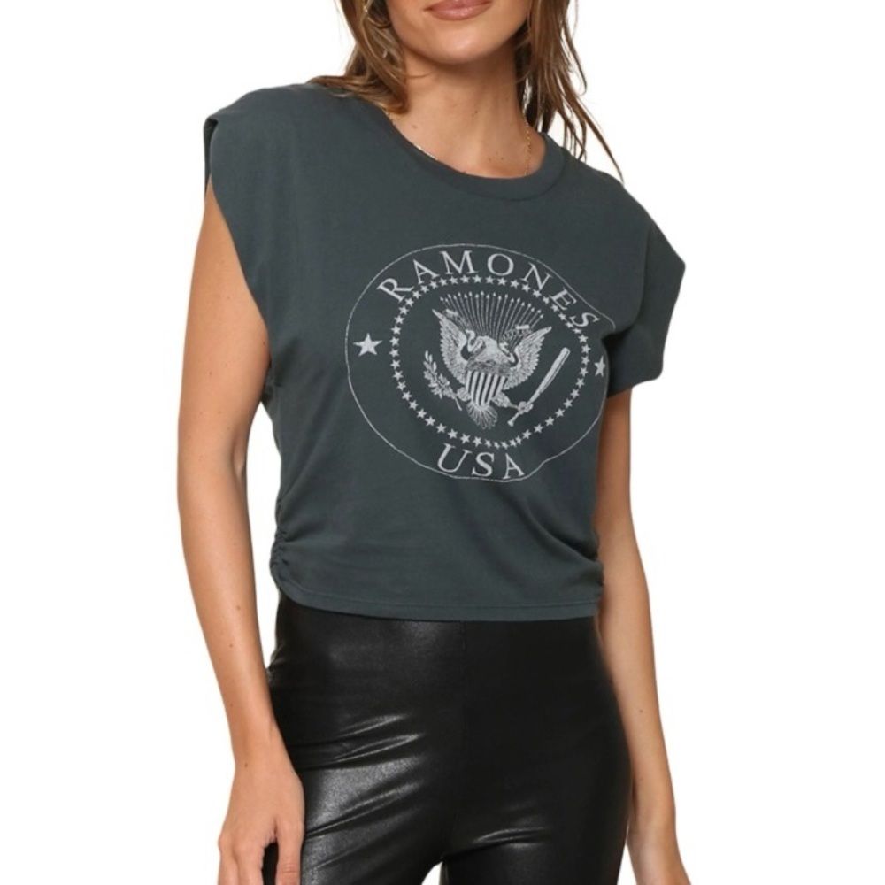 Daydreamer Ramones Eagle Banded Muscle Rouched Tee Shirt Size Medium
